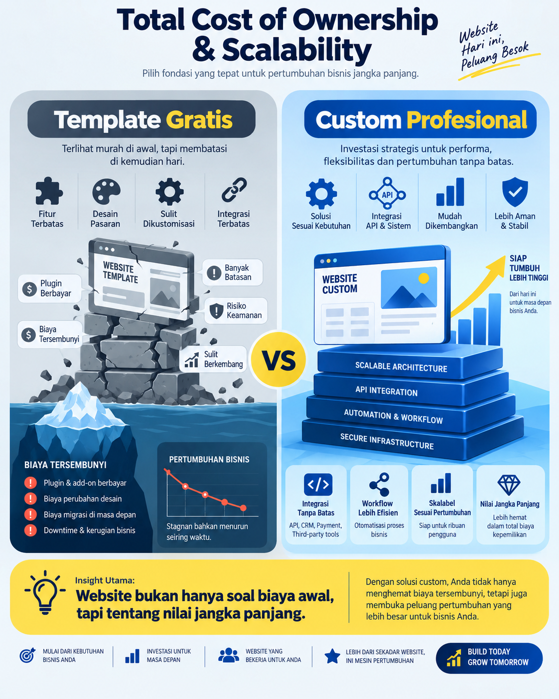 Website Template Gratis vs Custom Profesional: Mana yang Lebih Hemat untuk Bisnis Jangka Panjang?
